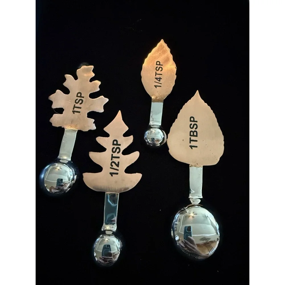 Set Of Four Measuring Spoons, Silver Bottoms Breast Tops Really Cool‎ Set 4054